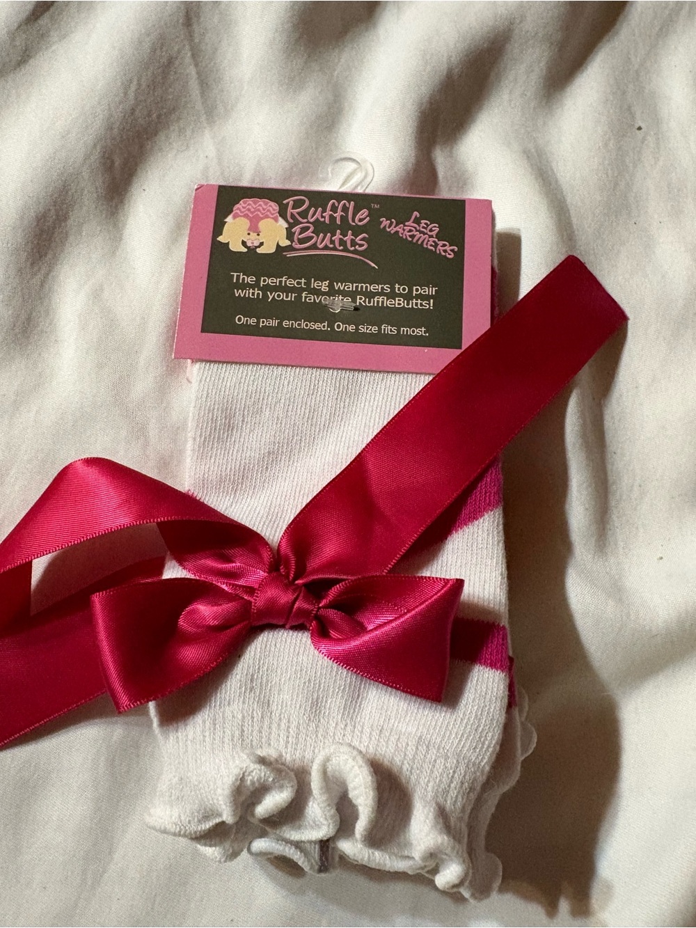 Ruffle Butts White and Hot Pink Ruffled Leg Warmers